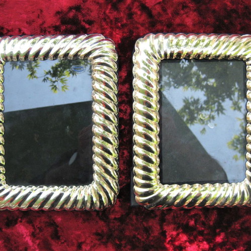 Pair of silver photo frames used, tabletop 25x20 cm