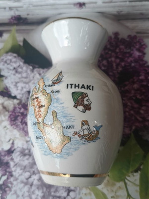 Πορσελανινο βαζο Ιθάκη μεταχειρισμένο με χρυσό στεφάνι και χάρτη