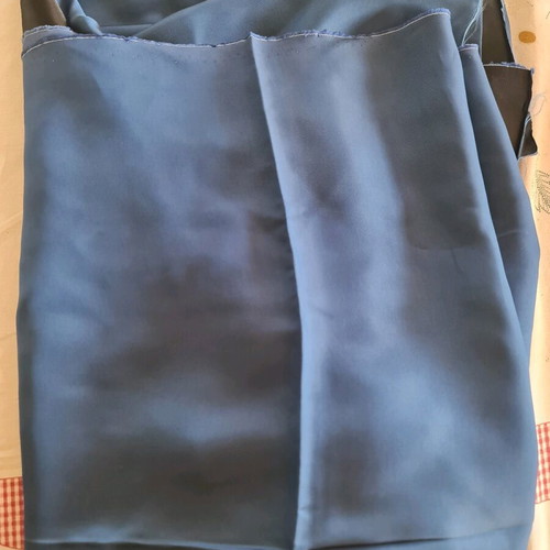 Blue satin fabric for dress like new, 2.46 × 1 meter
