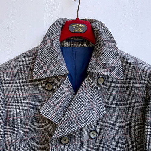 Philip Landau Bond Street Prince of Wales Wool Coat Tailormade Like New