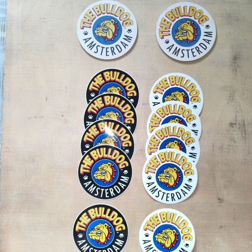 The Bulldog Amsterdam sticker set 10 pieces and 2 coasters new