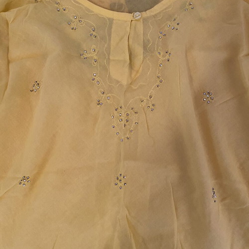 Yellow Embroidered Batwing Top 100% Cotton like new