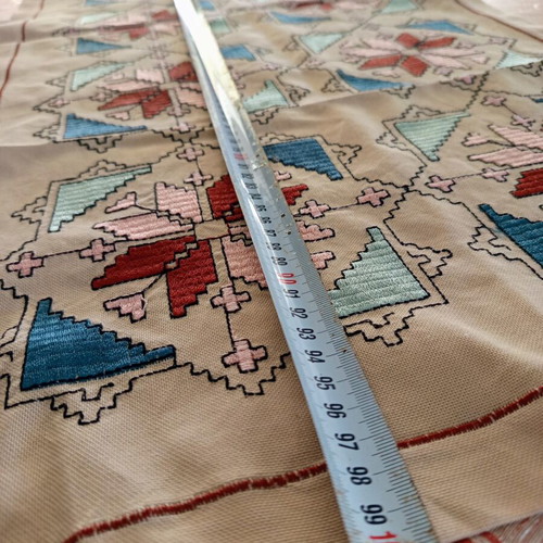 Table Linen Set 5 Pieces used, ecru with embroidery