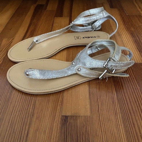 Leather sandals used gold color size 41