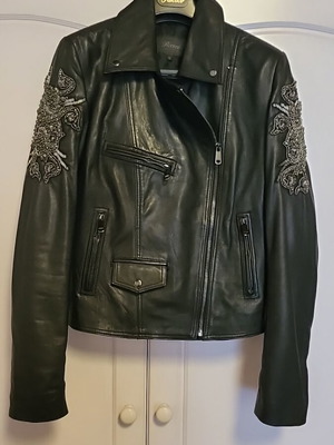 Δερματινό γυναικείο μπουφάν Rococo special edition σαν καινούργιο, μαύρο