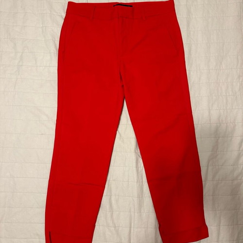 Zara red pants like new, straight cut with uneven hem size M