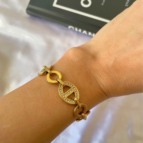 Steel gold bracelet new with zircon