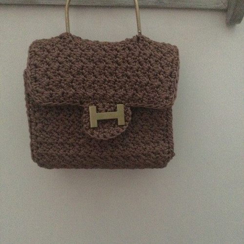 Knitted handmade brown handbag, new A To Z Greek