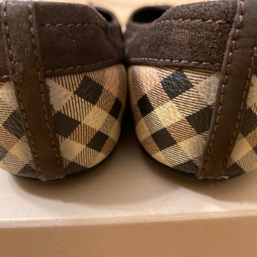 Burberry Haymarket Yates Ballerina Suede Brown Flats Like New Size 37