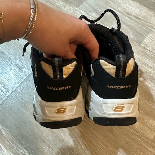 Skechers athletic shoes used, black with pink gold details, size 37