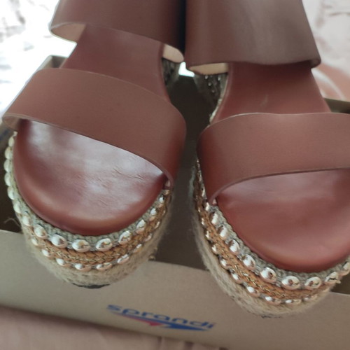 Women's platform sandals used, brown, size 38