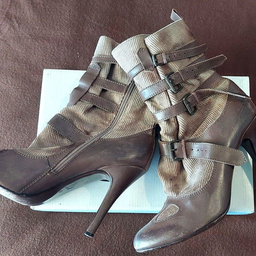 Vintage ankle boots size 40, beige and brown