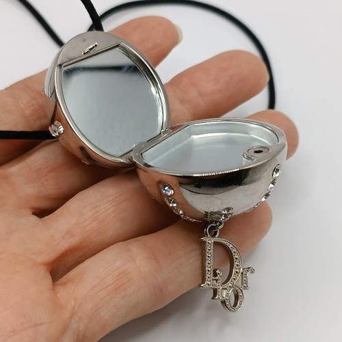 Christian Dior Diorlight vintage long necklace with pendant, silver