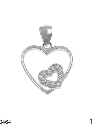 Silver heart outline pendant lustre 16mm new