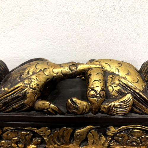 Wooden carved box like new with bird and fish theme