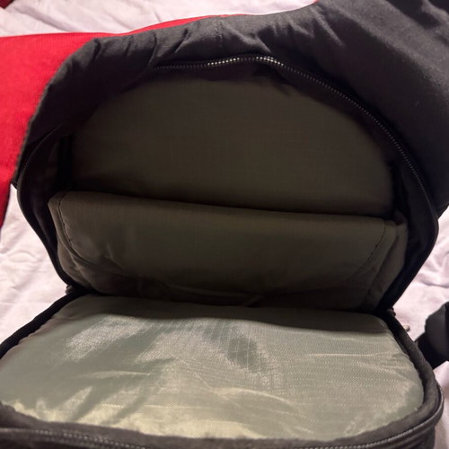 Crumpler backpack like new, red laptop and camera bag with removable cases