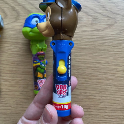 Pop Ups lollipop cases used, pack of 3 with Minions, Turtles and Paw Patrol