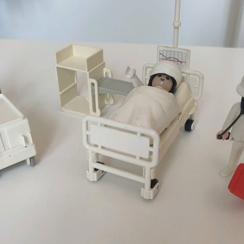 Playmobil hospital room set used with patient, nurse and doctor