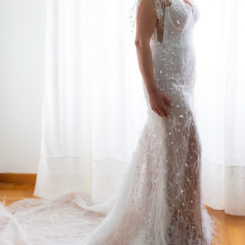 Denise Eleftheriou wedding dress used, size M, white