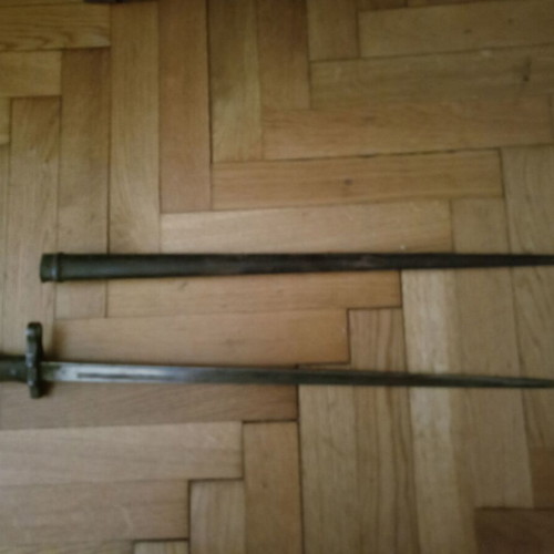 Decorative bayonet used, not sharpened, 65 cm with sheath