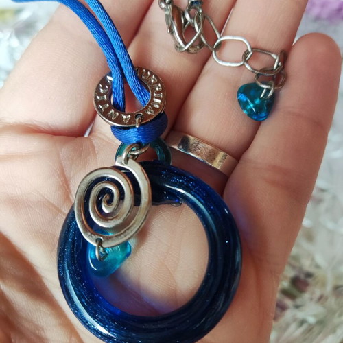 Antica Murrina Venezia Handmade Necklace Like New, Blue Murano Pendant