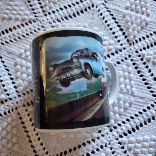 Harry Potter mug and phone case used, Hogwarts Express and Slytherin iPhone