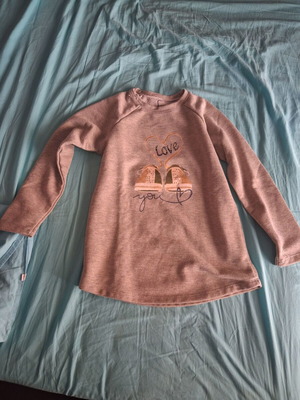 Evita girls' blouse with gold threads, grey, age 10-11