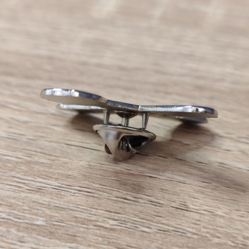 Feggrini metal pin brooch used, coffee portafilter and tamper