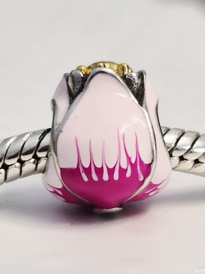 Pandora Pink Tulip Charm new, 925 silver with 14K gold