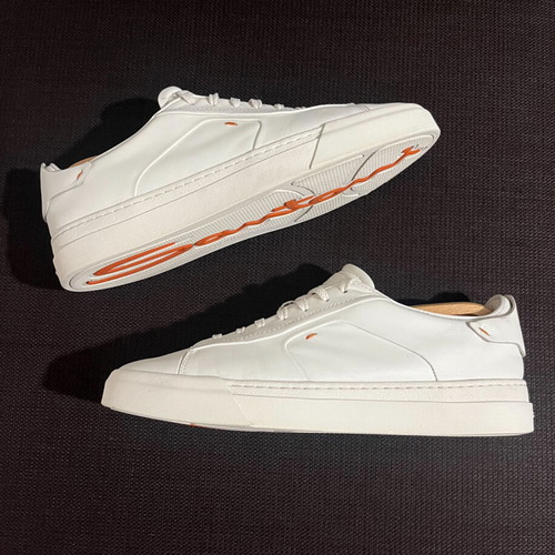 Santoni Leather Sneakers Men’s like new, size 44, creamy white