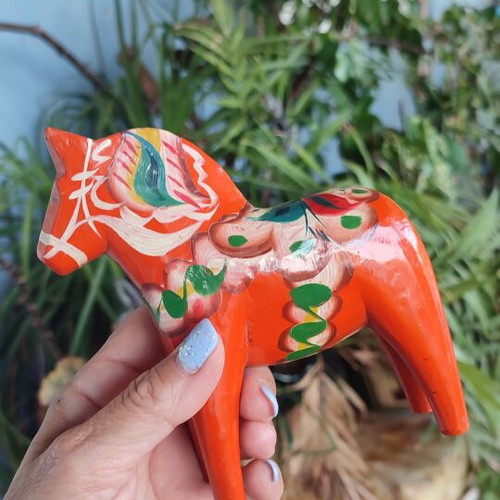 Vintage Dana wooden horse used, traditional red by Olsson 13 cm