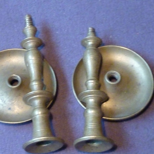 Candlesticks used, two antique massive bronze German, early 20th century