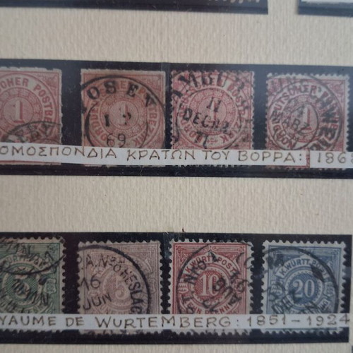 Rare Collectible Frame with Historical Stamps – German Confederation (1850–1920)