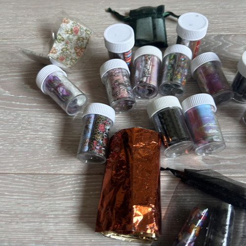 Nail Art Foils Set like new with designer logos and floral transfers