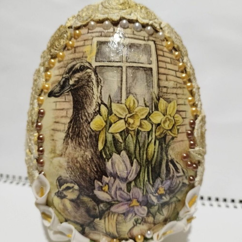 Porcelain Easter decorative egg handmade, 20 cm