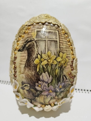 Porcelain Easter decorative egg handmade, 20 cm