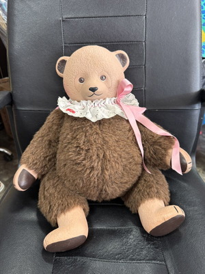 Vintage retro big teddy bear used, ceramic 46cm with movable limbs