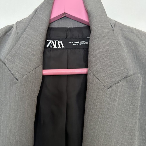 Zara grey oversized women's blazer double-breasted