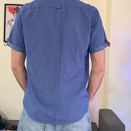 Frenzy regular fit κοντομάνικο καρό πουκάμισο σαν καινούργιο, New Look, λευκό-μπλε, μέγεθος L