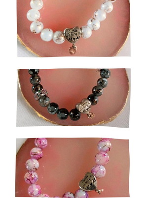 Mom bracelets used, set of 3 with colorful glass beads