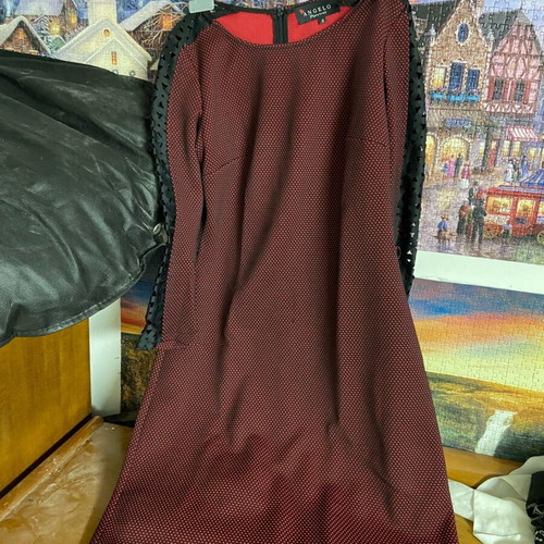 Winter dress used with leather detail on sleeve red size M