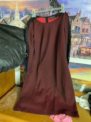 Winter dress used with leather detail on sleeve red size M