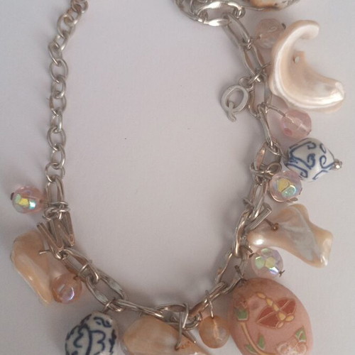 Silver chain bracelet with summer charms like new