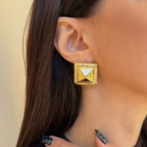 Steel earrings new, gold color, hypoallergenic studs