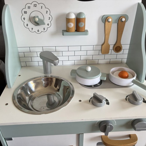 Wooden Play Kitchen with Accessories used