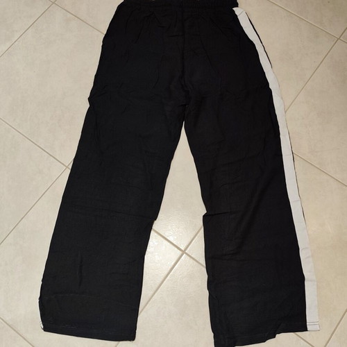 Black wide leg pants with white side stripe, XL/XXL
