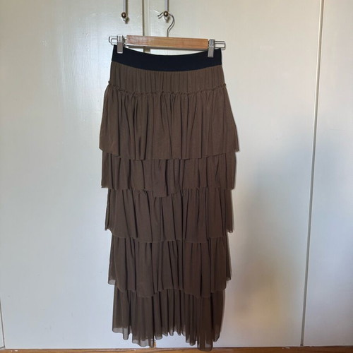 Skirt long with ruffles like new, brown, NU Denmark