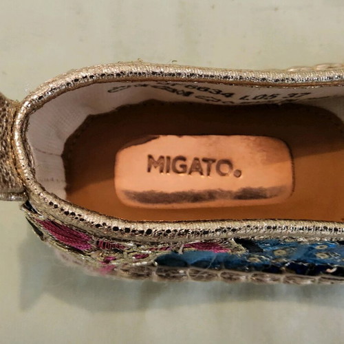 Migato women's espadrilles new, multicolor with embroidery, size 37