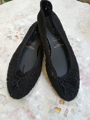 Accessorize black knitted ballerinas size 39 new
