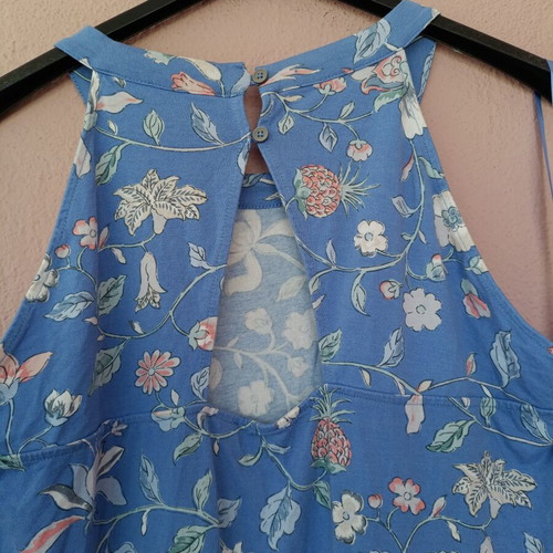 LOFT Plus Size Floral Cutout Back Halter Swing Dress, lightweight